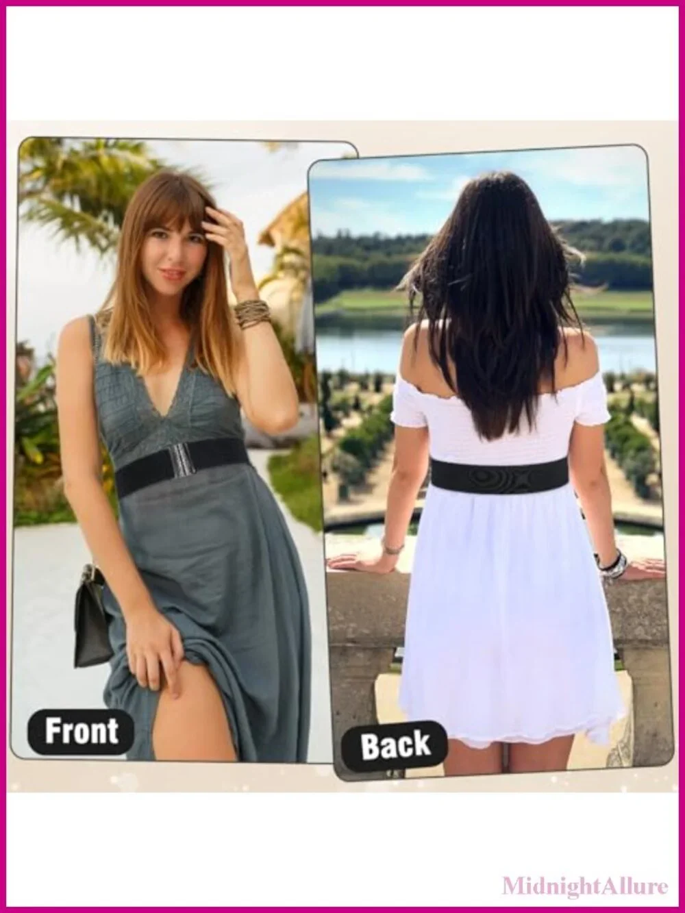 Women's Wide Elastic Cinch Waist Belt Stretch Polyester Zinc Alloy Buckle